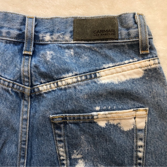 Carmar Distressed Patchwork Bleached Wide Leg Denim Jeans Size 24 - Picture 12 of 14